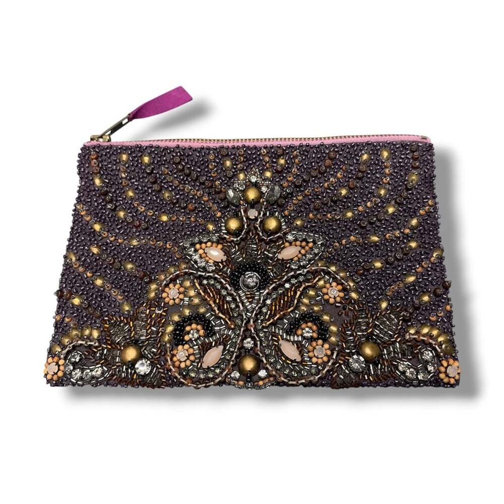 Beaded Purple Evening Clutch Bag